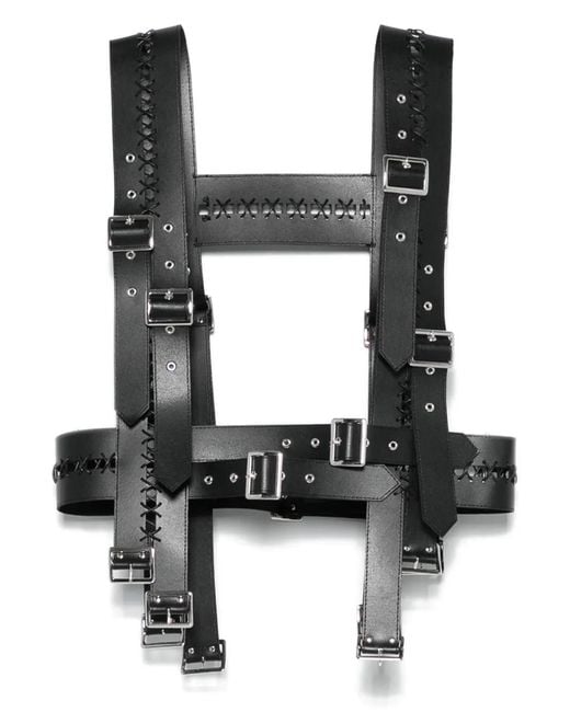 Noir Kei Ninomiya Black Faux-Leather Harness Vest