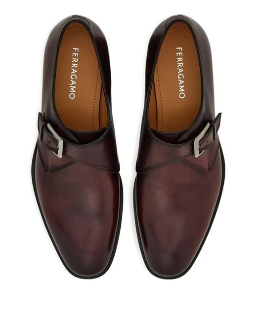 Ferragamo Brown Single Monk Shoes for men