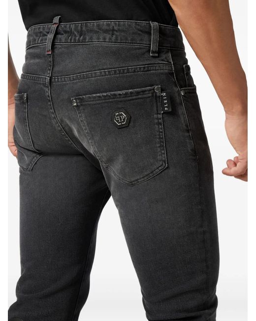 Philipp Plein Gray Monogram-Skull Jeans for men