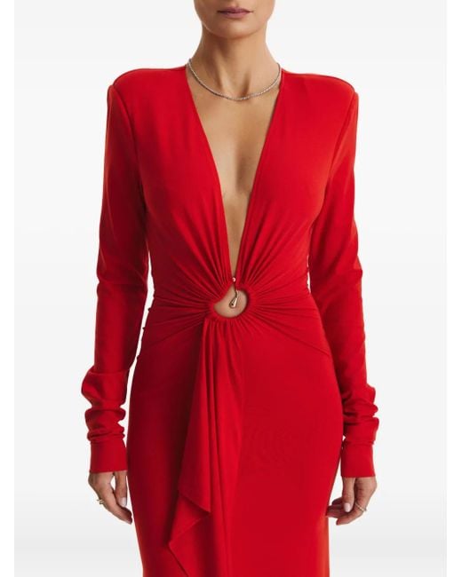 CuAnna Red Katherina Ring-Detail Maxi Dress