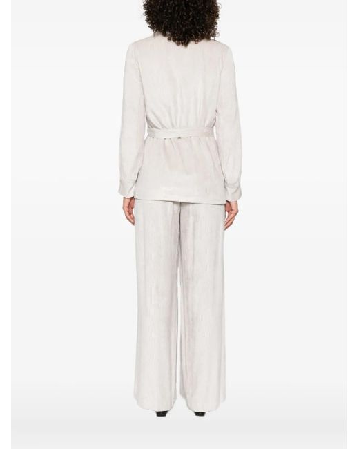 Peserico White Belted Fitted Jacket