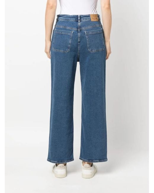 Paul Smith Blue Wide Leg Cropped Denim Jeans
