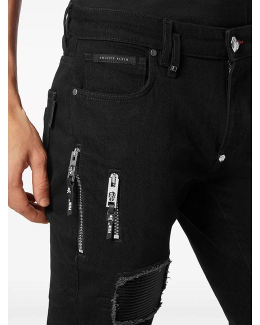 Philipp Plein Black Rock Star Slim-Cut Jeans for men