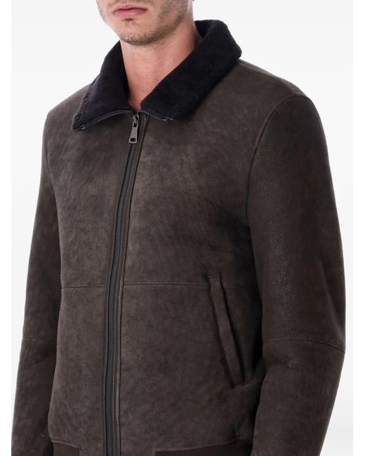 S.W.O.R.D Black Zip-Fastening Leather Jacket for men