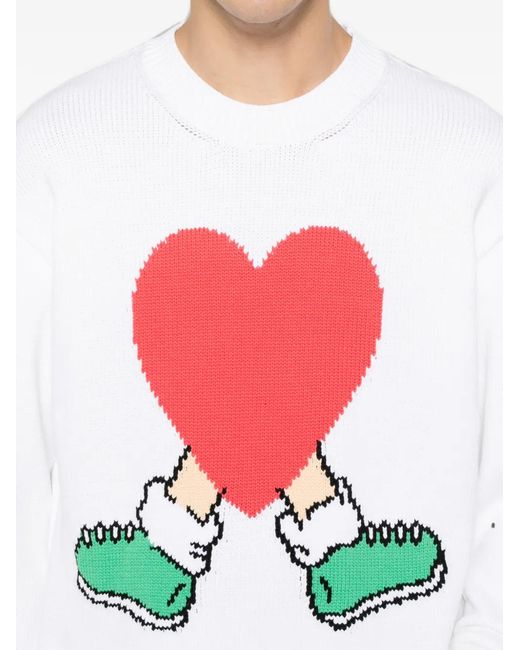 Moschino White Heart-Embellishment Sweater for men