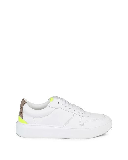 Herno White Monogram-Detail Lace-Up Sneakers