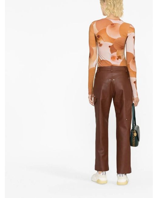 Stella McCartney Red Straight-Leg Faux-Leather Trousers