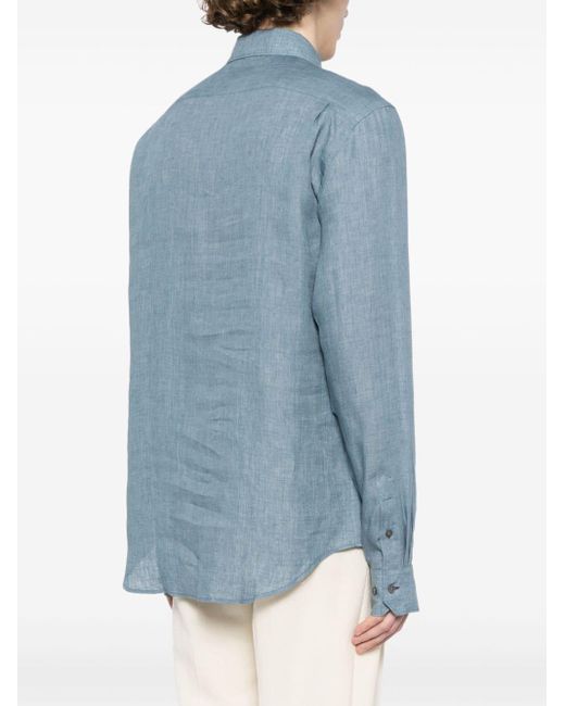 Paul Smith Blue Long-sleeve Linen Shirt for men