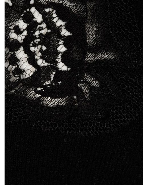 Alberta Ferretti Black Lace-Insert T-Shirt