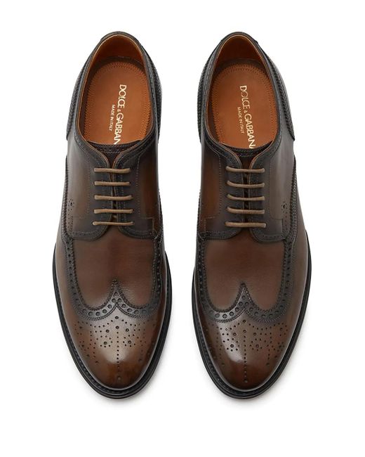 Dolce & Gabbana Brown Giotto Paint Brogue Derby Shoes for men