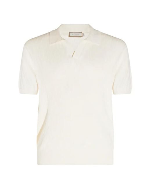 Canali White Cable-Knit T-Shirt for men