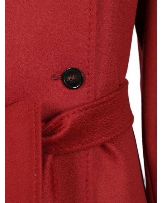 Max Mara Red Wool Belted Coat