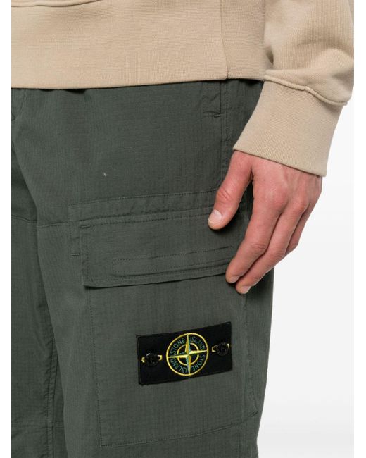 Stone Island Green Compass-Motif Cargo Pants for men
