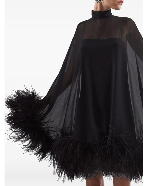 ‎Taller Marmo Black Vegas Spirito Feather-Trim Dress