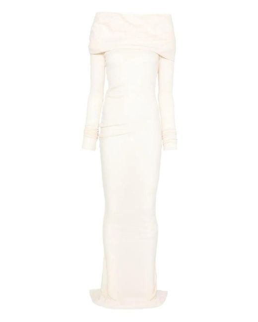 Entire studios Cavalier Gedrapeerde Maxi-Jurk in het White
