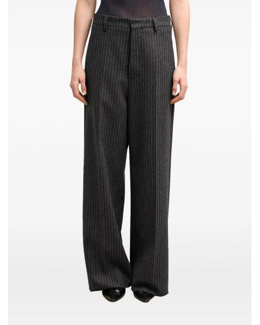 AMI Gray Pinstriped Tailored Trousers
