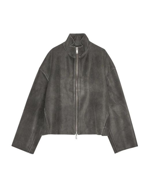 Remain Gray Zip-Front Lambskin Jacket