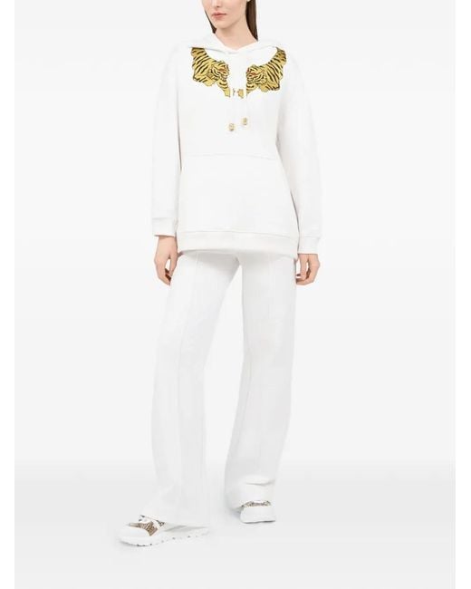 Roberto Cavalli White Tiger-Patch Hoodie