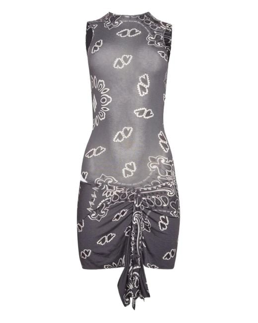 The Attico Gray Bandana-Print Mini Dress