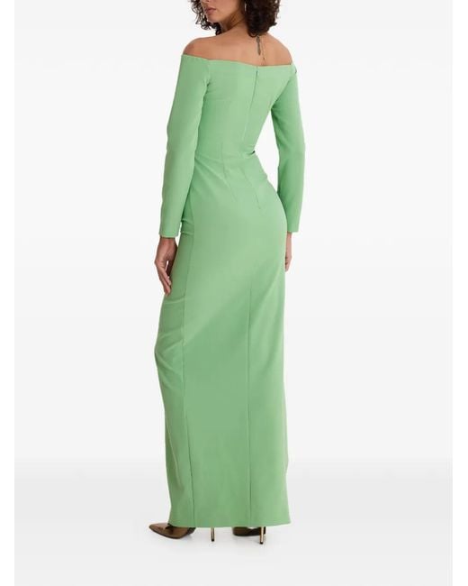 MOOS STUDIO Green Ruffled Off-Shoulder Dress