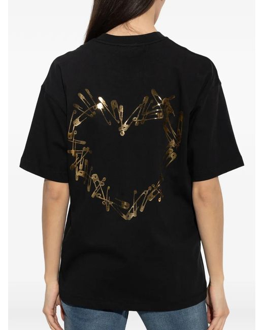 AllSaints Black Cora Etta Logo-Print Heart-Graphic T-Shirt