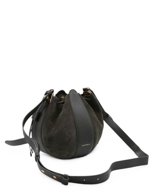 Coccinelle Black Suede-Panelled Shoulder Bag