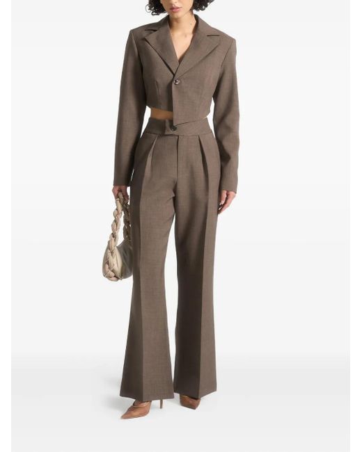 Manière De Voir Gray Dina Asymmetric Tailored Cropped Blazer