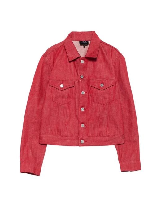 A.P.C. Red Button-Fastening Denim Jacket