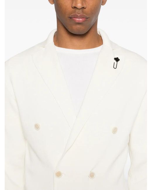Lardini White Double-Breasted Blazer for men