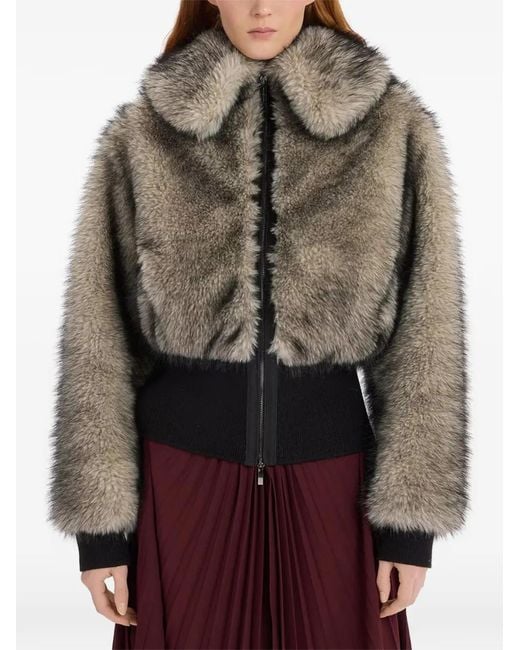 High Brown Brogue Faux-Fur Cropped Jacket