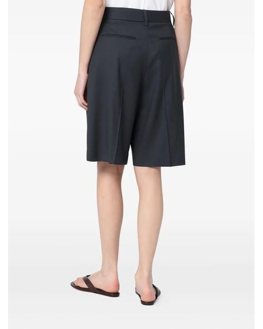 6397 Black Pleated-Front Tailored Shorts