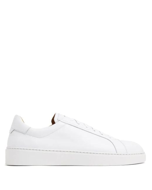 Magnanni Shoes White Leather Low-Top Sneakers for men