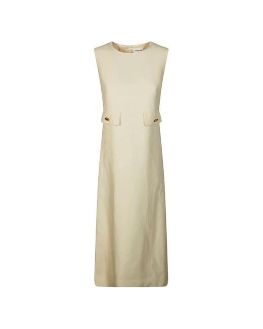 P.A.R.O.S.H. Natural Button Pocket Maxi Dress