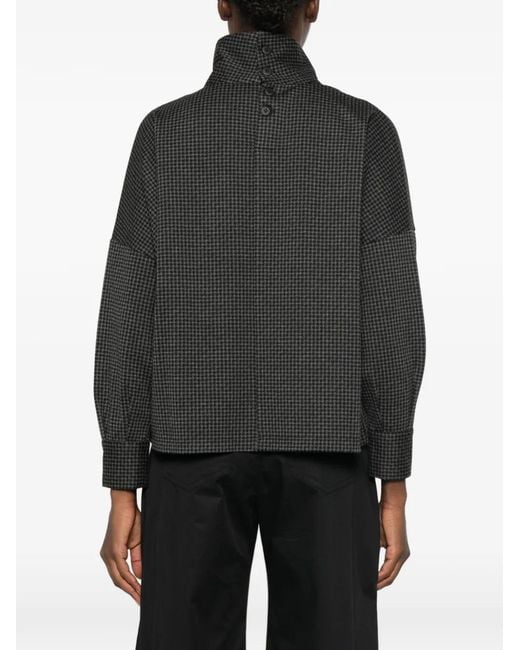 Niu Black Houndstooth-Pattern High-Neck Top