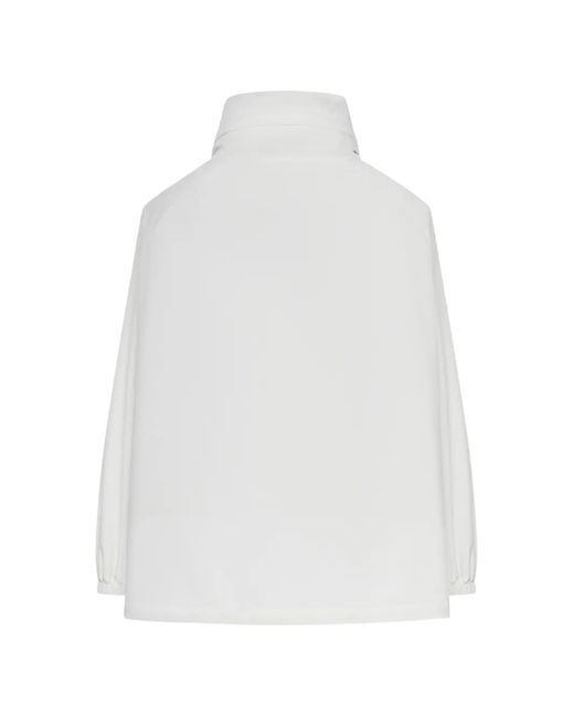 Moorer White Zip High-Neck Jacket