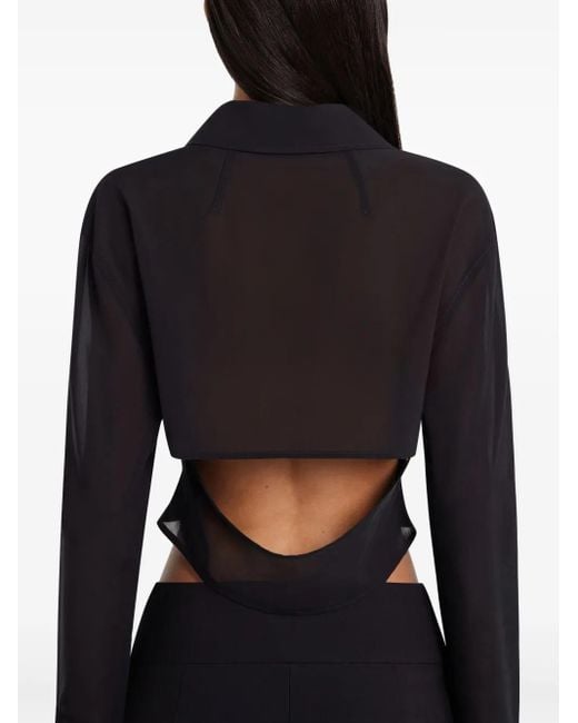 Courreges Black Cropped Cotton Shirt