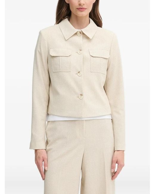 DKNY Natural Flap-Pocket Button Shirt Jacket