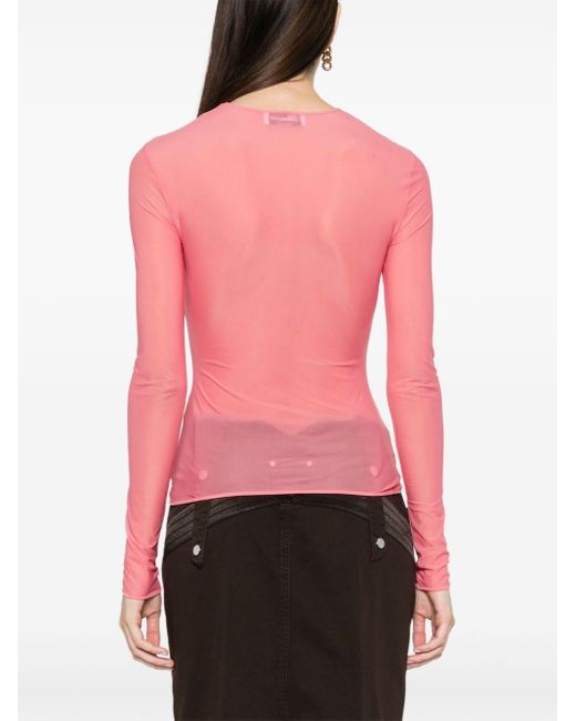 T-shirt à détail de nœud Blumarine en coloris Pink