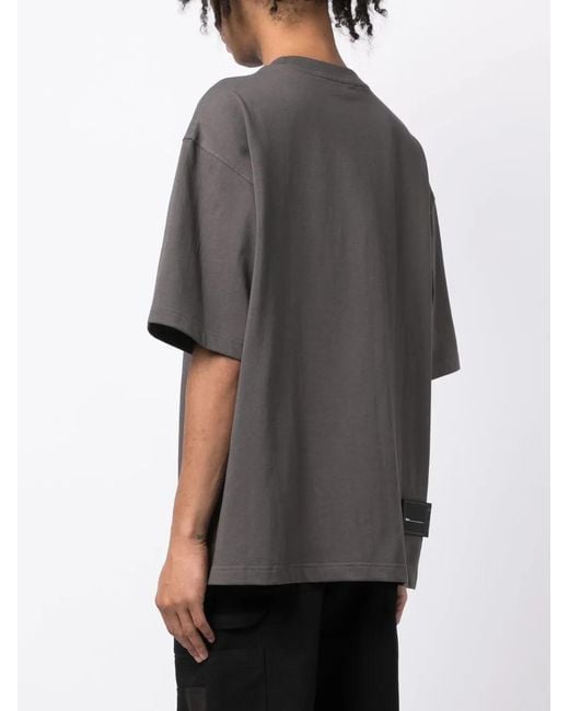 we11done Gray Drop-Shoulder Cotton T-Shirt