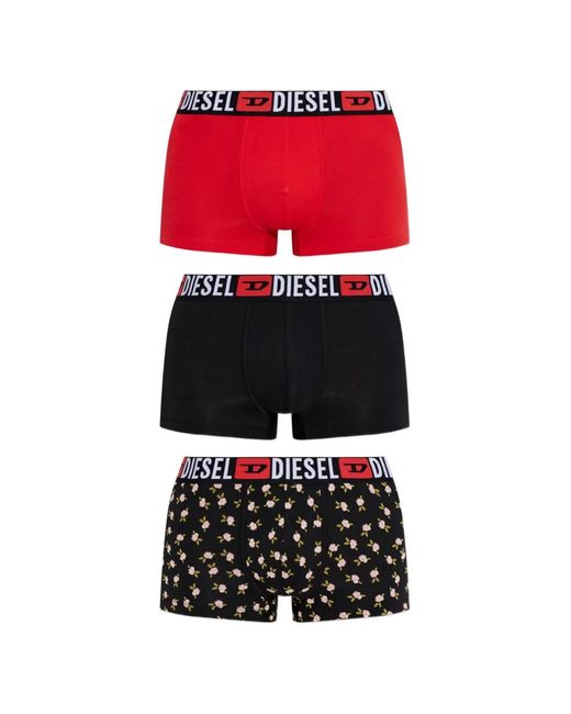DIESEL Red Logo-Waistband Three-Pack Boxer for men