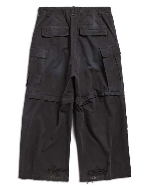 Balenciaga Black Large Cargo Faded Cotton Trousers