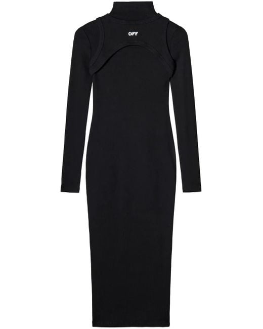 Off-White c/o Virgil Abloh Black Women Off Stamp Rib Round Long Dress