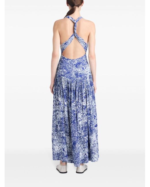 Proenza Schouler Blue Abstract-print Crepe Dress