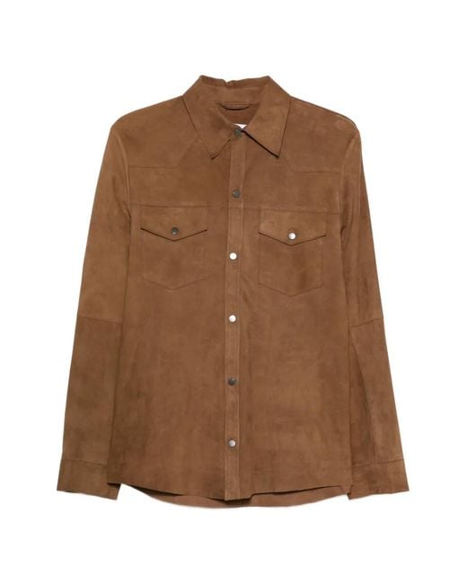 Eraldo Brown Flap-Pocket Suede Shirt for men