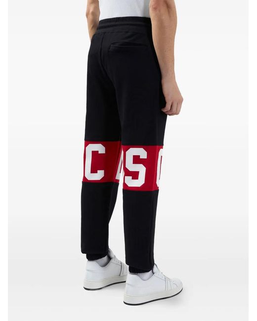 Gcds Black Band-Logo Track Pants for men