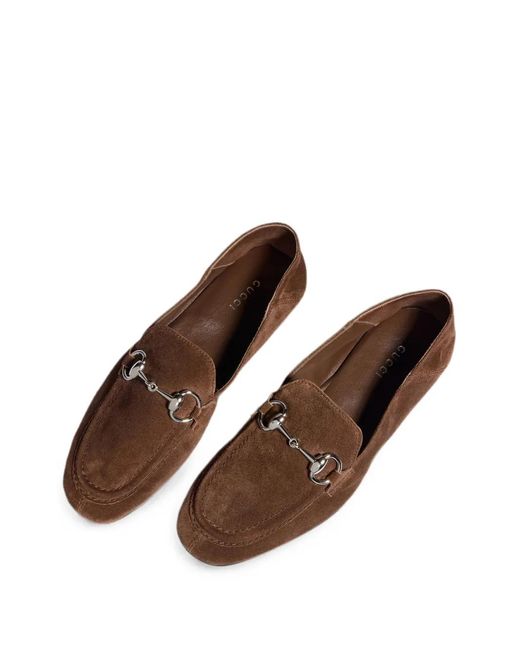 Gucci Brown Jordaan Horsebit Suede Loafers