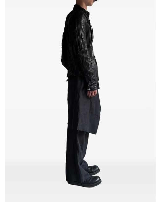 SAN263-1 Black Embroidered Leather Jacket for men