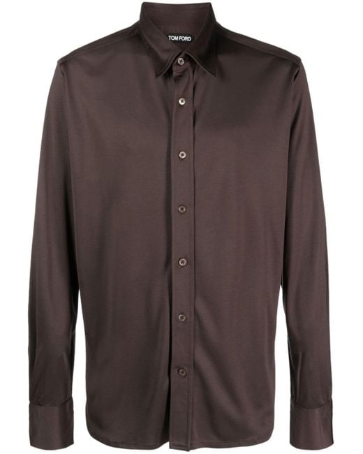 Tom Ford Brown Pure Silk Shirt Clothing for men