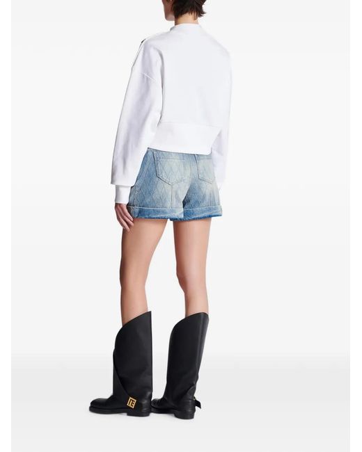 Balmain Gray Logo-Print Sweatshirt