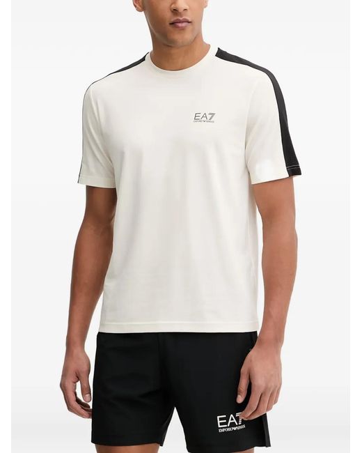 EA7 White Dynamic Athlete Logo-Print T-Shirt for men